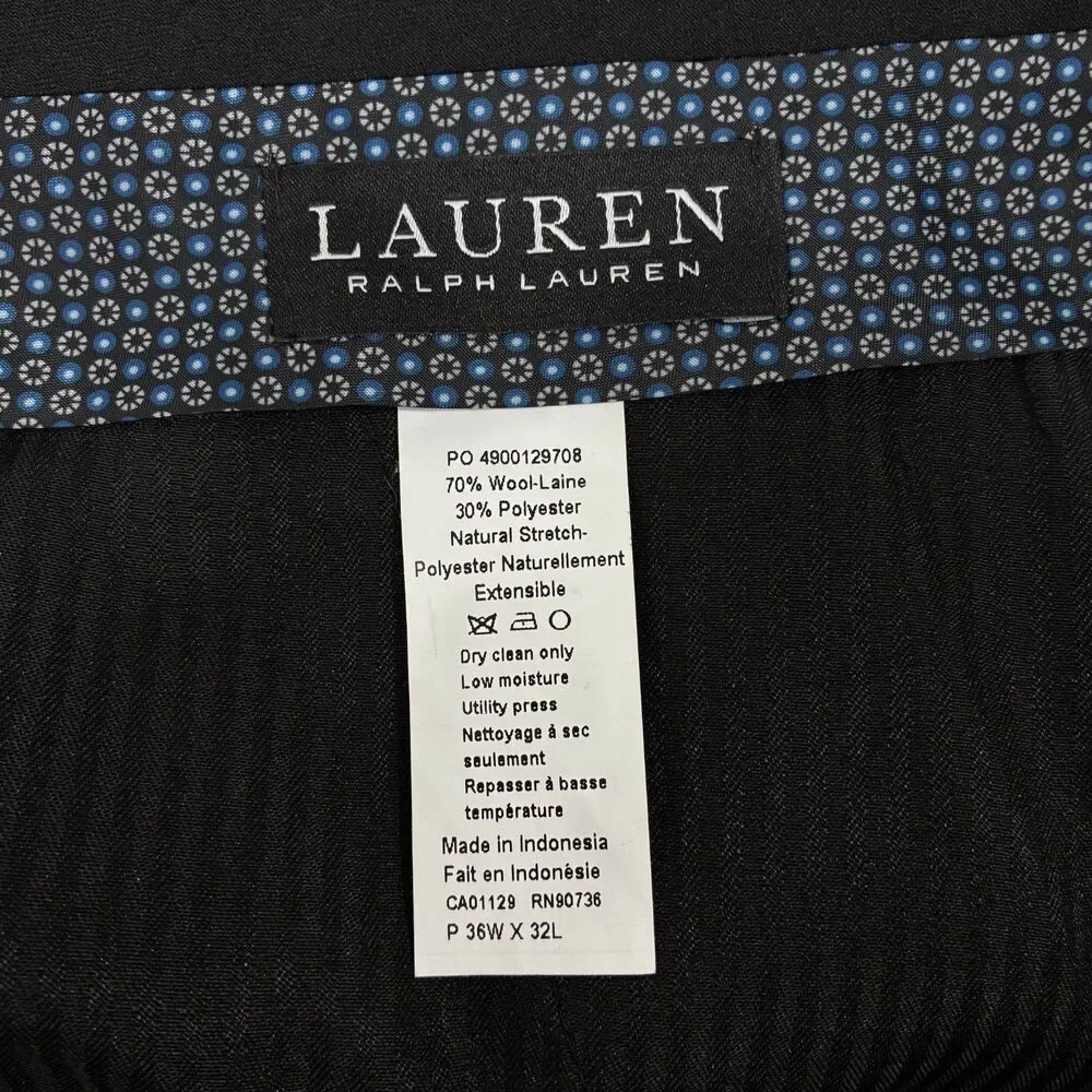 Lauren Ralph Lauren Men's W36 x L32 Gray Stretch Wool Straight Dress Pants